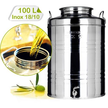 Sansone Inox Fut Avec Robinet Pour La Conservation d'huile d'olive 100L  Citerne Inox 18/10